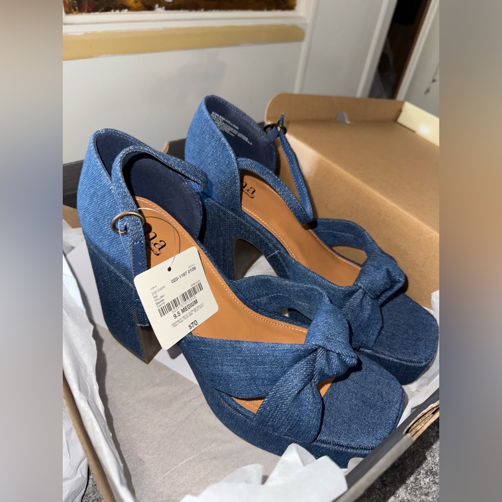 Denim heels 9.5 NIB